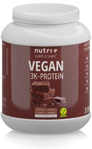 Protein Vegan 1kg - über 80 % pflanzliches Eiweiß - Nutri-Plus 3k-Proteinpulver - Veganes Eiweißpulver ohne Laktose & Milcheiweiß - Chocolate-Brownie