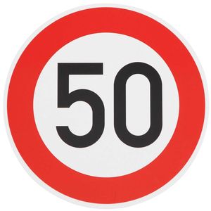 ORIGINAL Verkehrzeichen 50 KM/H Schild Nr. 274-50 RA1 Verkehrsschild Straßenschild Straßenzeichen Metall zum 50. Geburtstag Geburtstagsschild 42 cm Metall mit Folie-Typ1