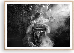 Gerahmtes Poster - Rahmen in heller Eiche - Retro Vintage Frau - 100x70 cm - Wand Bild - Wanddeko - Wandbilder - Kunstposter - Wandposter - Bilderrahmen - Bilder - Kunstdruck - P2NAA100x70-4940