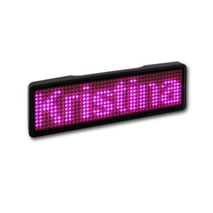 LED Namensschild Pink Name Tag 11x14 Pixel programmierbar USB Gehäuse schwarz