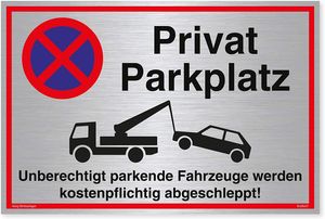 Dreifke® Schild Privatparkplatz Silber | stabiles Alu-Schild mit UV-Schutz 30 x 20 cm