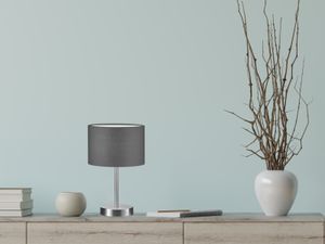 Trio Tischleuchte HOTEL mit Stoffschirm grau Ø 20cm