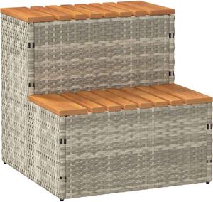 Best Möbel Whirlpooltreppe Hellgrau 50x50x50,5cm Poly Rattan Akazie Massiv - Poolzubehör"2025"40313