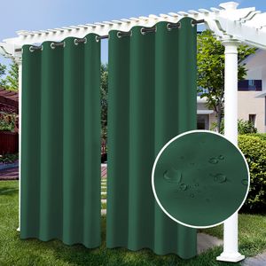 Topchances Set of 1 Oversize Indoor Outdoor Curtain Outside Curtain 254*213cm(W x H), Windproof Water Repellent Privacy Screen Sunshade UV Protection for Garden Patio Balcony, Dark Green