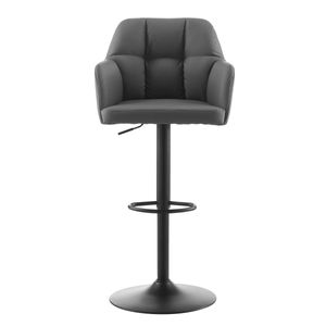 CLIPOP 1er Set Kunstleder Barstuhl, Ergonomischer 360° Drehbar Tresenhocker, Höhenverstellbarer Bistrohocke,Grau