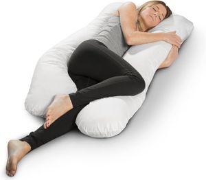 sleepling Bodypillow, Schwangerschaftskissen, Seitenschläferkissen, Lagerungskissen, 100% Baumwolle, Ökotex, Made in EU, 140 x 75 x 20 cm, weiß