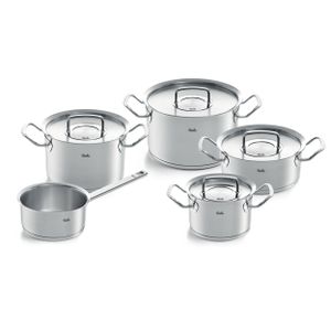 Fissler Original-Profi Collection / Edelstahl-Kochtopfset, 5-teilig, Töpfe mit Metall-Deckel (3 Kochtöpfe,1 Bratentopf 1 Stielkasserolle-deckellos) - Induktion