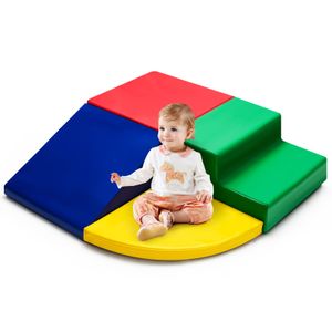 COSTWAY 4TLG. Schaumstoffbausteine Riesenbausteine zum Toben & Klettern Softbausteine Bauklötze für Kinder im Vorschulalter Babys & Schulkinder Rot+Bunt