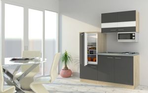 Küche Miniküche Single Eiche Grau Kühlschrank Luis 160 cm Respekta