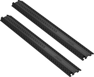 VEVOR zestaw 2 1-kanałowych ramp kablowych Mostek kablowy wykonany z TPR Mostek wężowy 100 x 13 x 2 cm Zabezpieczenie przed najechaniem 907 kg (na oś) Nośność Rampa kablowa Antypoślizgowa konstrukcja Idealna do parkingów samochodowych