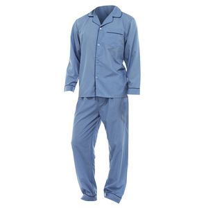 Herren Schlafanzug / Pyjama, Langarm, unifarben N510 (XL) (Blau)