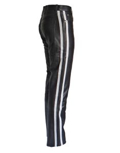Herren Lederhose Basic Rind Nappa Leder schwarz mit hellen Streifen W30