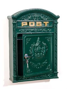 Briefkasten Wandbriefkasten Alu Nostalgie Postkasten grün antik Stil letterbox