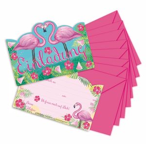 Flamingo Einladungen inkl. Umschläge, 8er Pack
