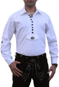 Trachtenhemd für Trachten Lederhosen Trachtenmode weiß GW1255, Größe:S