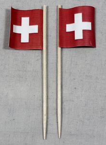 Party-Picker Flagge Schweiz quadratisch Papierfähnchen in Spitzenqualität 25 Stück Beutel