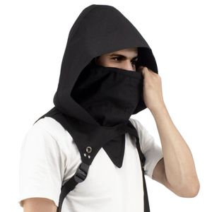 Kapuzen Sturmmaske mit Schultergurten & Maske | Cosplay Sturmhaube für Assassinen Kostüm | Kapuzen LARP & Gothic Verkleidung