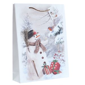 Geschenktüten Weihnachten Schneemann, 10 Papiertüten, Papier Tragetaschen