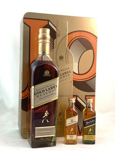 Johnnie Walker Gold Label Reserve |  Geschenk-Set 2 Minis Aged 18 Years und Blue Label | 0,7l. Flasche + 2 mal 5 cl. Minis
