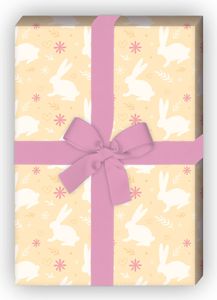 Häschen Geschenkpapier mit Herz für Geburtstage, Geburt, Ostern, gelb - G11870, 32 x 48cm