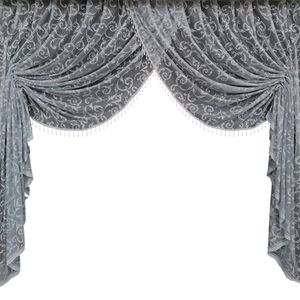 Tüll Vorhang mit Perlen Decoschal Gardinen Faltengenäht Farbe Grau  mit Röllchen 300 x 245 cm (Breite x Höhe)