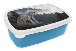MuchoWow® Lunchbox Brotzeit Brotdose 17x11 cm Wolf - Tier - Wald Kinder Brotzeitdose - Lunch - Kunststoff  - Brotbüchse - Sandwichbox - Lunchbox für Kinder