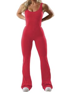 Damen Overalls Strampler Boho Casual Wide Bein Long Hosen Elegant Sommer Jumpsuit Farbe:Rot,Größe 2xl