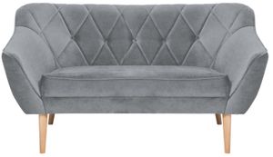 QLA Möbel 2-Sitzer Stoffsofa Skand in Grau: Skandinavische Couch mit hohen Holzbeinen, Sitzfläche und Rückenlehne gepolstert