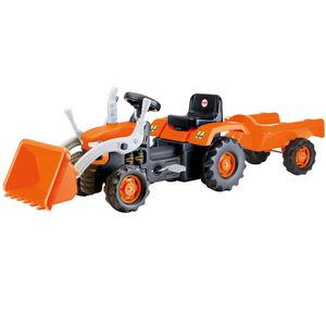 Trettraktor Orange Kinderfahrzeug Kinder Traktor mit Frontlader und Anhänger Neu