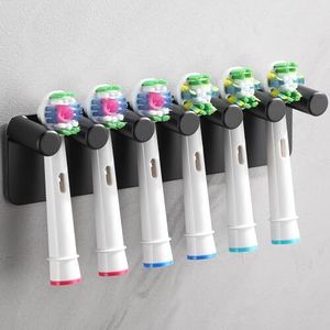 GSOCEL-Zahnbürstenhalter, elektrischer Schwarz, Ersatzhalter 6 Bürstenköpfe, selbstklebende Wand, Edelstahl Nr.