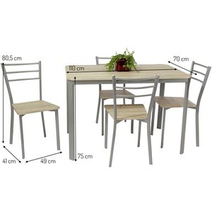 FurniStyle jedálenský set 5-dielny Brixen - jedálenský stôl so 4 stoličkami