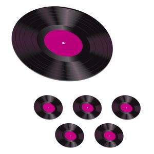 MuchoWow® MuchoWow® Glasuntersetzer Rund 6er Set Vintage - LP - Rosa - Vinyl-Schallplatten 10x10 cm Untersetzer für Gläser - Getränkeuntersetzer - Tischplattenschutz - Tischuntersetzer für Tassen Tisc