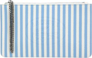 LACOSTE Leder Croco Crew Seasonal Clutch Farine Stripes Nattier blau mehrfarbig
