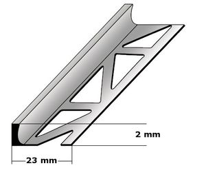 Fliesenprofil "Renesse" Fliesenabschlussprofil / Trennschiene für Fliesenabschlüsse, Höhe: 2 - 30 mm, Breite: 23 mm, aus Aluminium-aluminiumfarbend-2 mm
