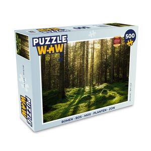MuchoWow® Puzzle 500 Teile Bäume - Wald - Moos - Pflanzen - Sonne - Natur - Erwachsene - Rätsel