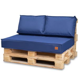 Palettenkissen 120 x 80 Set für Palettenmöbel Wasserdicht Europaletten Sitzkissen Made in EU Palettensofa komplett besteht aus 3 Teilen in Farbe: marineblau