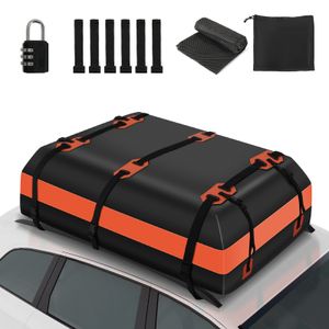 Puluomis 585L Dachbox Auto Dachkoffer Dachtasche , 500D wasserdichte Dachgepäckträger Gepäckbox für Alle Fahrzeuge Orange Schwarz