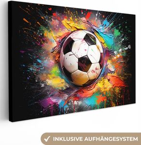 Leinwand Bilder 120x80 cm - Graffiti Fußball, moderne Wanddeko für Wohnzimmer