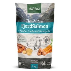 AniForte Lachs Trockenfutter für Hunde 2kg – Frischer Lachs mit Kartoffeln, Halbfeuchtes Trockenfutter getreidefrei & glutenfrei, Hundefutter trocken