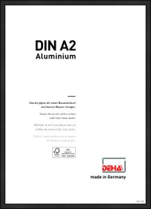 DEHA Aluminium Bilderrahmen Boston, 42x59,4 cm (A2), Eloxal Schwarz Matt