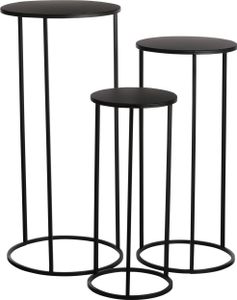 Mica Decorations Quinty Beistelltisch - 3er-Set - H70 x Ø32 cm - Metall - Schwarz