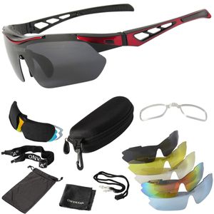 ONVAYA Polarisierte Sport Sonnenbrille Set mit 5 austauschbaren Gläsern 13 tlg. Sportbrille