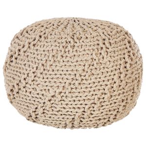 BELIANI Pouf Beige Baumwolle ⌀ 50 cm Rund Gefochten Strickhocker Strickpouf Boho für Wohnzimmer Kinderzimmer Schlafzimmer Deko Haushalt Wohnen