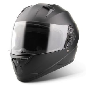 VINZ Vigo Integralhelm | Motorrad Helm Vollvisierhelm Mopedhelm | Motorradhelm Full-Face Helme | für Damen & Herren | In Gr. XS-XXL - Matt Schwarz | L
