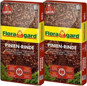 Floragard Pinienrinde Pinien Rinde Rindenmulch Rinden Mulch Bodenabdeckung grob (2 x 60L)