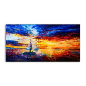 Coloray Canvas 140x70  Wandbild Leinwand Bilder Meer landschaft Schiff Segel bunt Meer