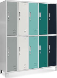Umkleideschrank 5B2A Spind Spint Schließfachschrank Metallschrank mit 10 Fächern Etikettenhalter Metall 172 cm x 136 cm x 45 cm Farbe: Mehrfarbig Umkleideschrank 5B2A Spind Spint Schließfachschrank Metallschrank mit 10 Fächern Etikettenhalter Metall 172 cm x 136 cm x 45 cm Farbe: Mehrfarbig