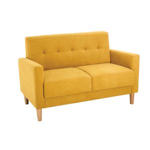 Miliboo - Skandinavisches Sofa 2-Sitzer mit Samteffekt in Senfgelb MOON