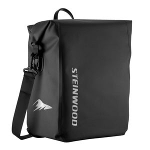 Steinwood Premium Fahrradtasche für Gepäckträger 20 L, wasserdichte Rolltop Umhängetasche, Zubehör Tasche für Damen- und Herren-Fahrrad & E Bike, schwarz
