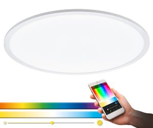 EGLO connect LED Deckenleuchte SARSINA-C Panel, Smart Home Deckenlampe, Weiß, Ø 59,5 cm, inkl. Fernbedienung, dimmbar, Weißtöne und Farben einstellbar
